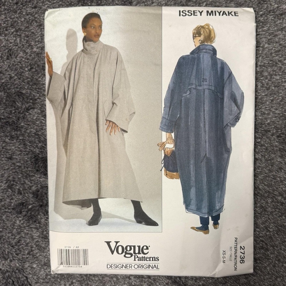 Vogue Issey Miyake Pattern #2736 Oversize Coat Sz XS-S-M. UNCUT/FF w/Label!!!